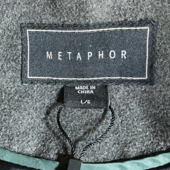 METAPHOR Vegan Leather Wool Blend Coat - Picture 4 of 6